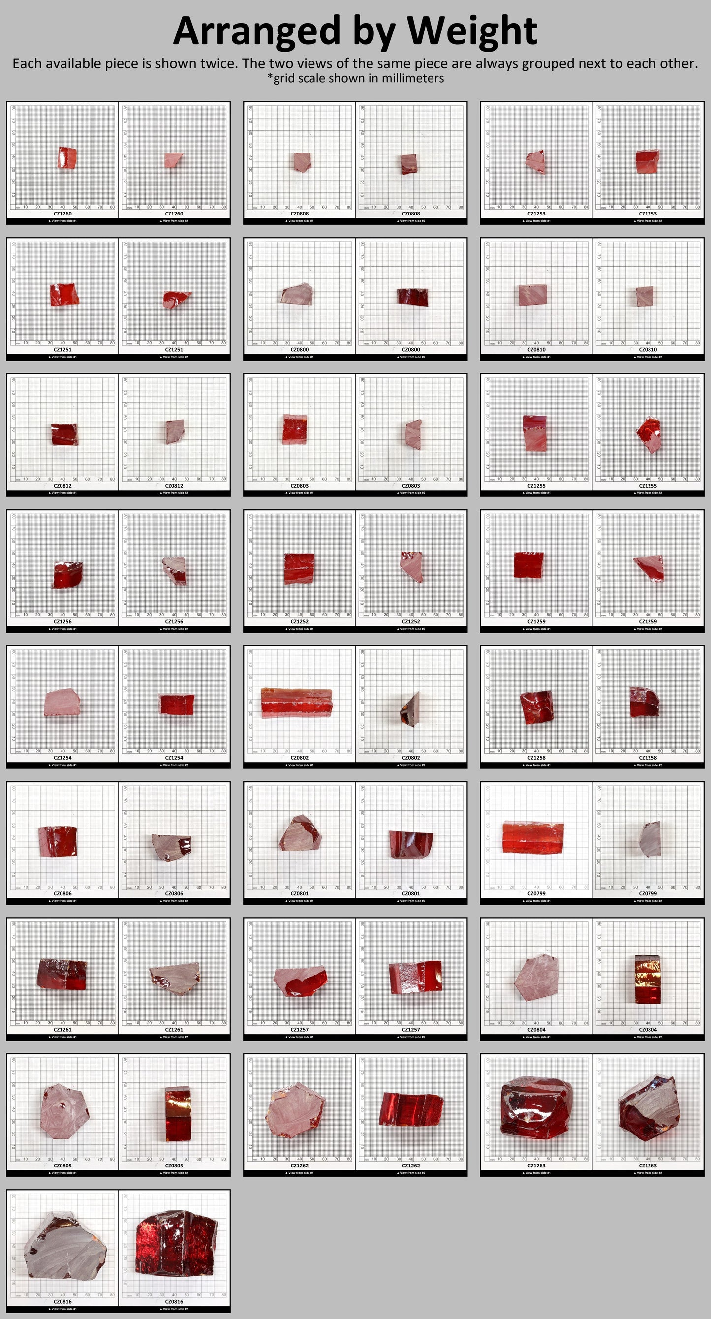 Red Cubic Zirconia Faceting Rough for Gem Cutting - Various Sizes #BEGIN