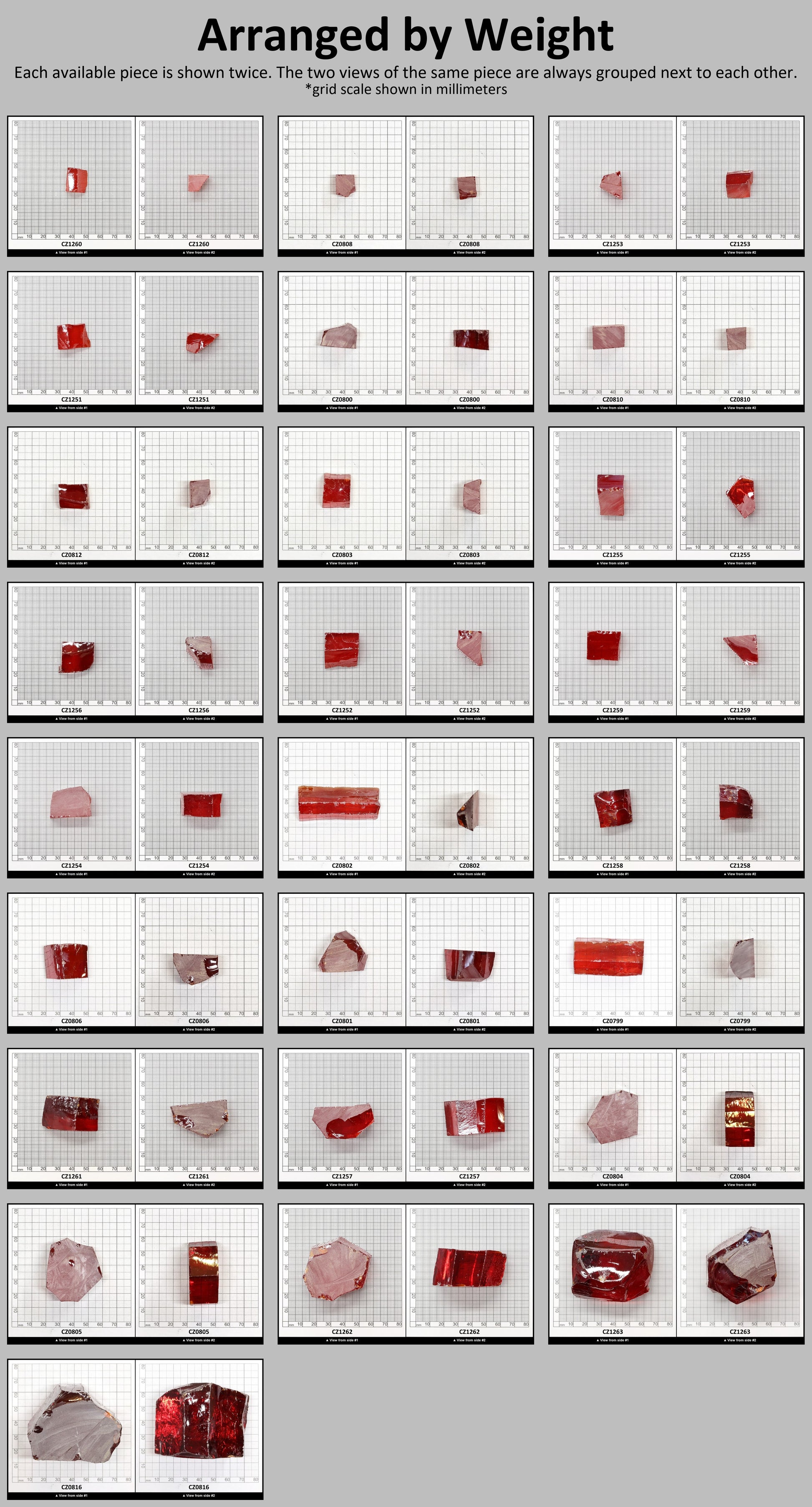 Red Cubic Zirconia Faceting Rough for Gem Cutting - Various Sizes #BEGIN