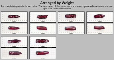Reddish Purple (Rubellite) #67 Lab Created Corundum Sapphire Faceting Rough for Gem Cutting - Various Sizes - Split Boule #BEGIN