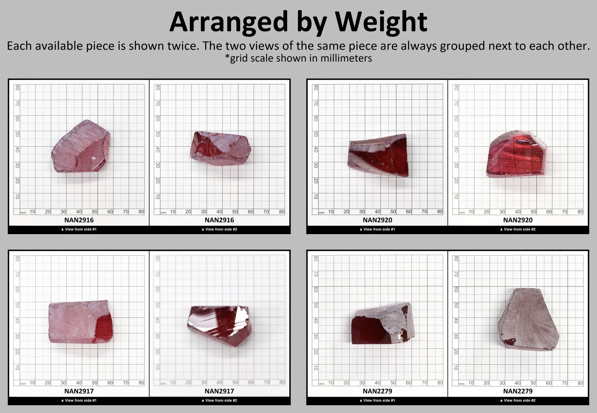 Nanosital Simulated Rhodolite Lab Created Faceting Rough for Gem Cutting - #A-2449 - Various Sizes #BEGIN