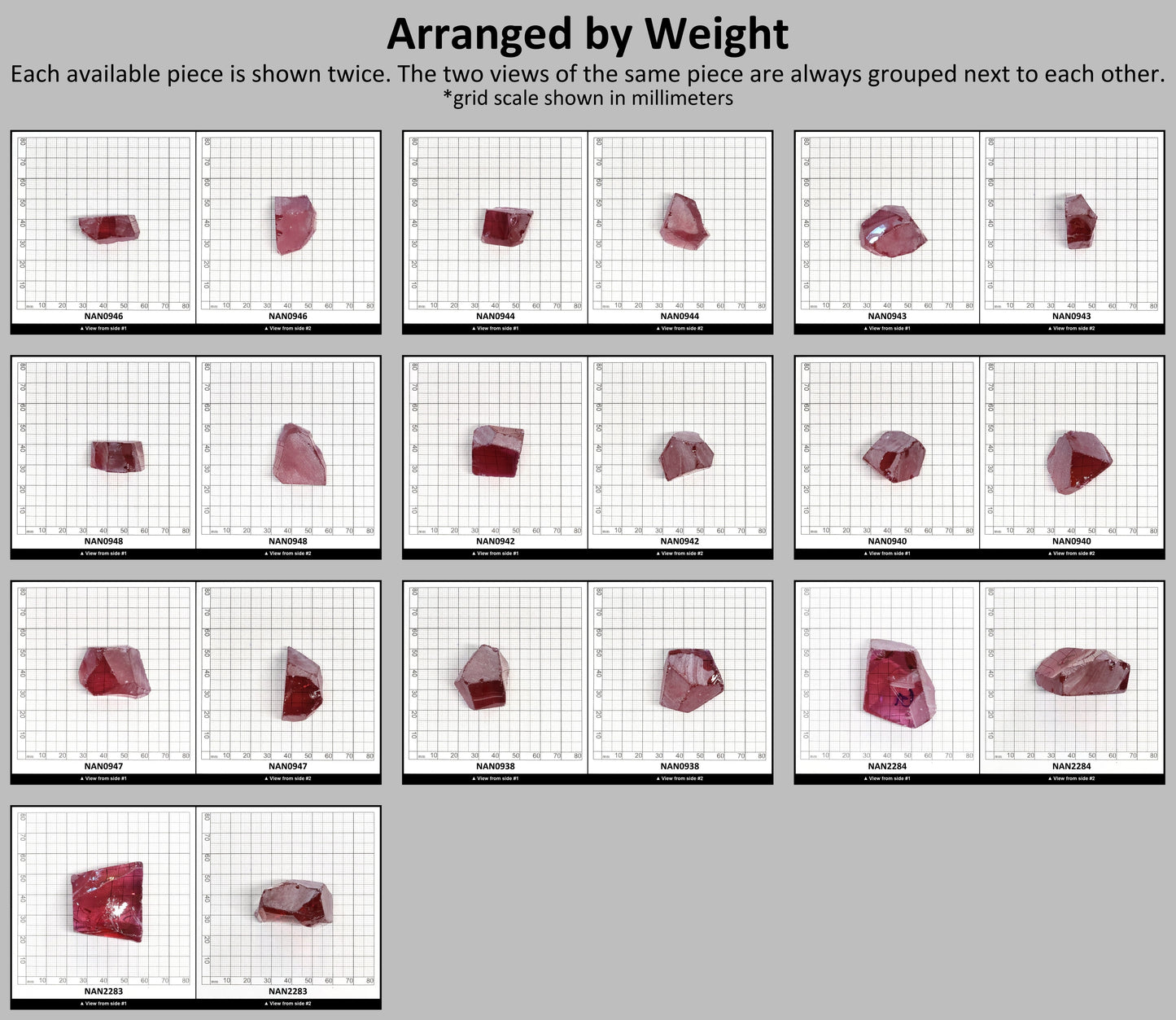 Nanosital Simulated Rhodolite Lab Created Faceting Rough for Gem Cutting - #A-2462 - Various Sizes #BEGIN