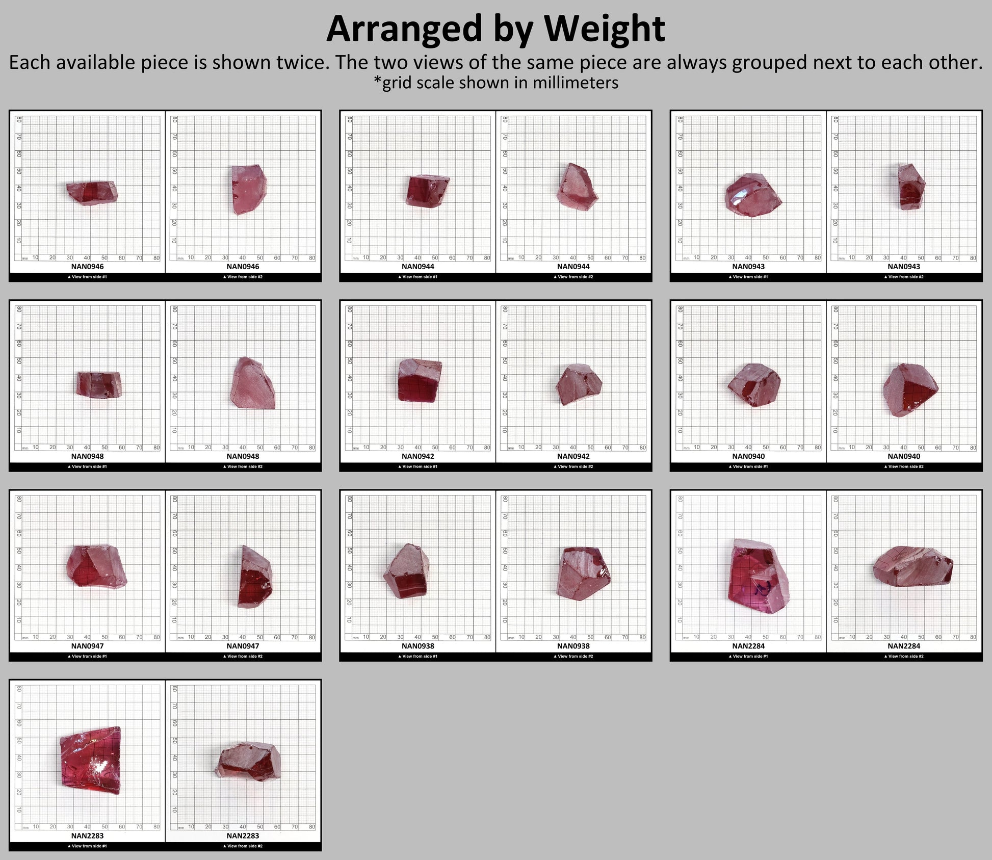 Nanosital Simulated Rhodolite Lab Created Faceting Rough for Gem Cutting - #A-2462 - Various Sizes #BEGIN