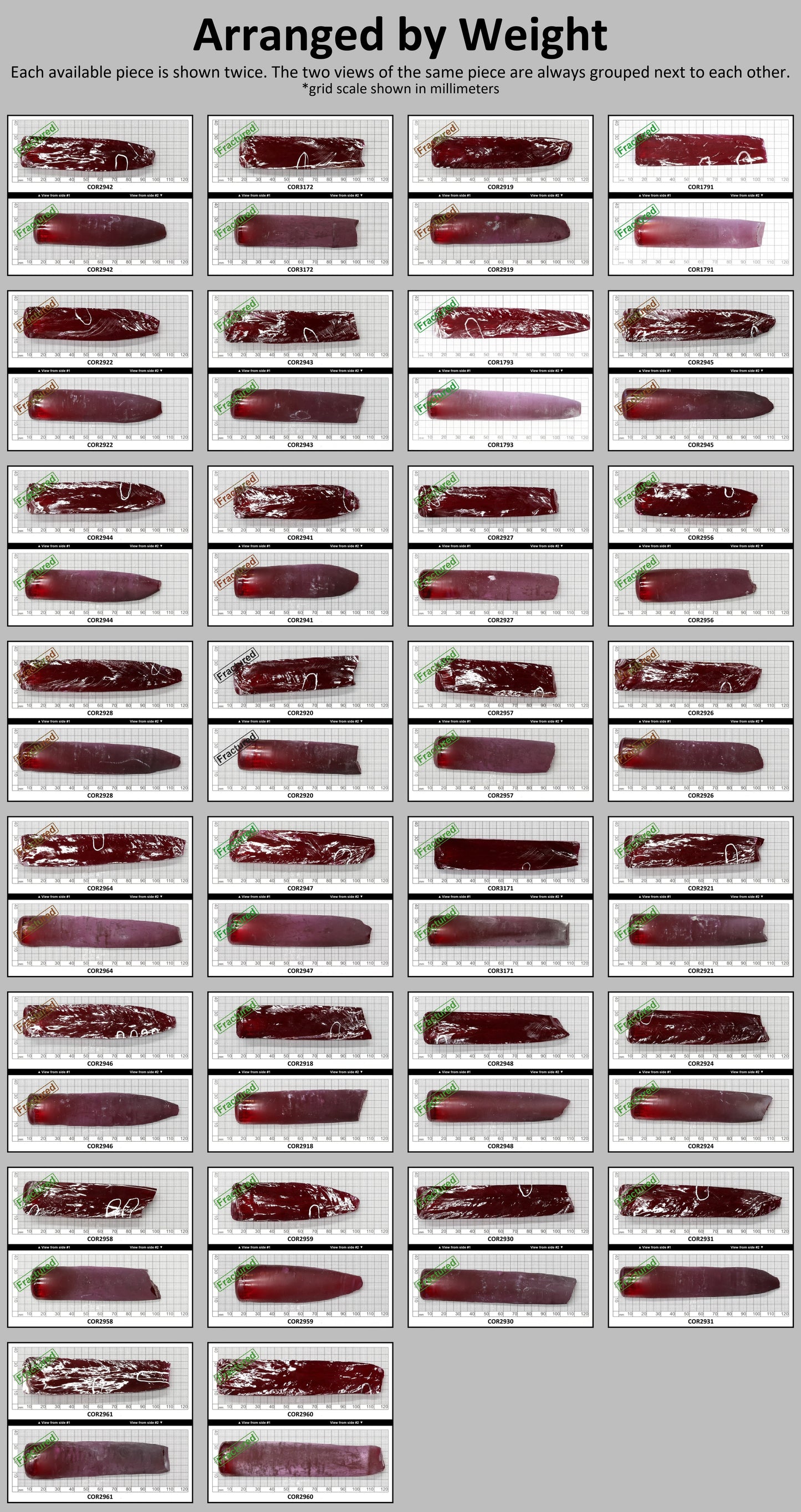 Ruby Red #5 Lab Created Corundum Sapphire Faceting Rough for Gem Cutting - Various Sizes - Split Boule #BEGIN
