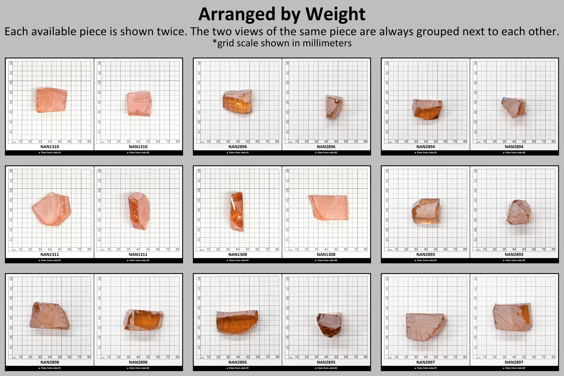 Nanosital Simulated Salmon Lab Created Faceting Rough for Gem Cutting - #A-1076 - Various Sizes #BEGIN