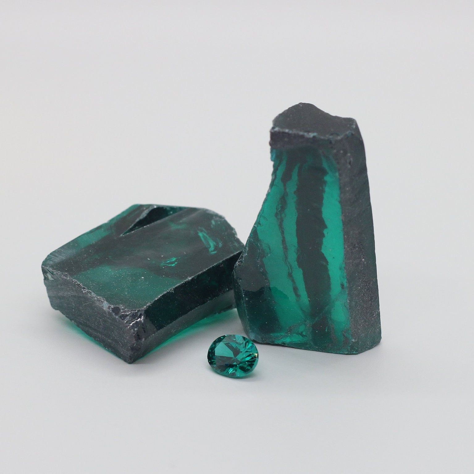 Teal Cubic Zirconia Faceting Rough for Gem Cutting - Various Sizes : #BEGIN