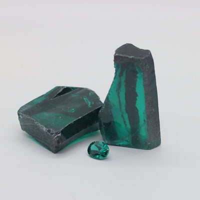 Teal Cubic Zirconia Faceting Rough for Gem Cutting - Various Sizes #BEGIN