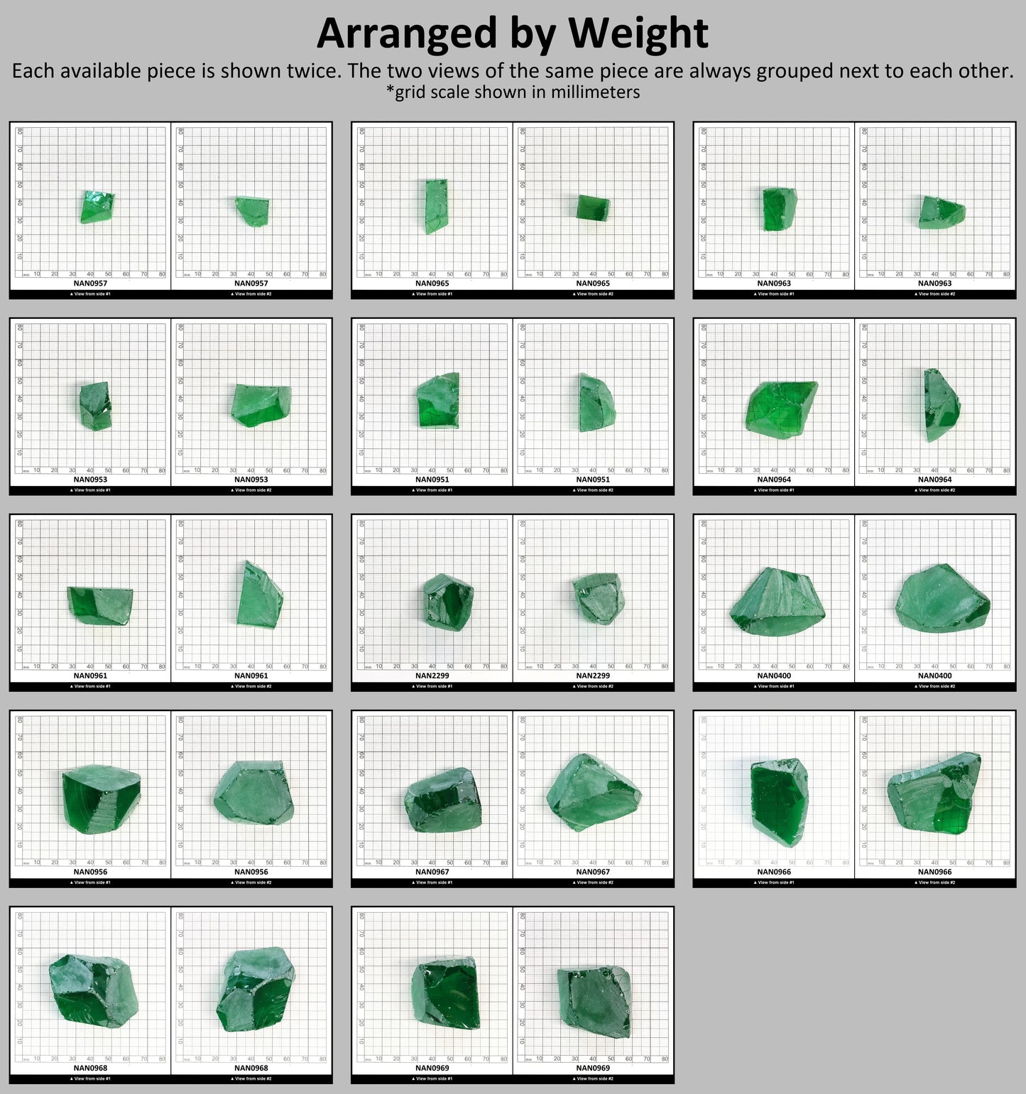 Nanosital Simulated Tsavorite Lab Created Faceting Rough for Gem Cutting - #A-3855 - Various Sizes #BEGIN