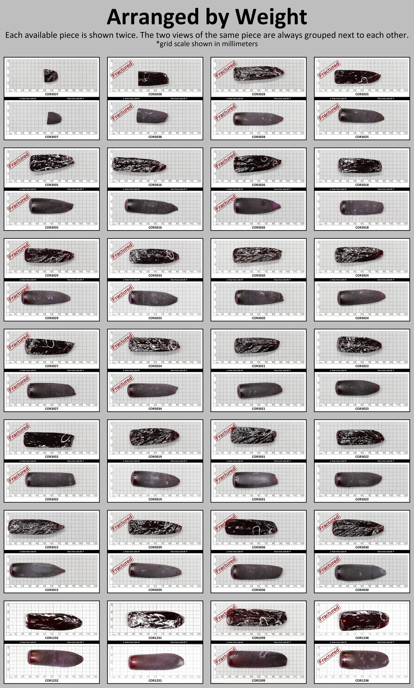 Very Dark Ruby Red #9 Lab Created Corundum Sapphire Faceting Rough for Gem Cutting - Various Sizes - Split Boule #BEGIN