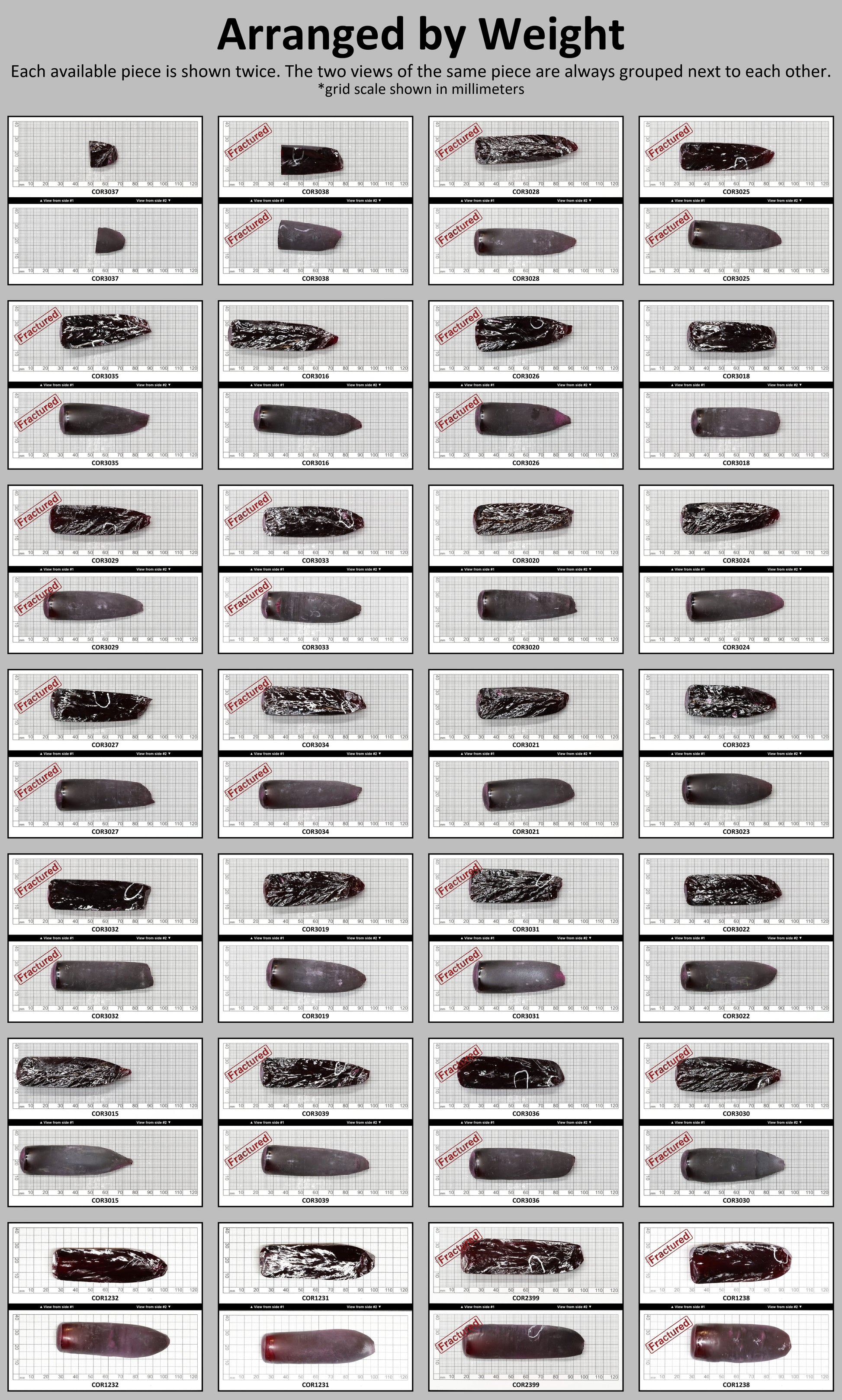 Very Dark Ruby Red #9 Lab Created Corundum Sapphire Faceting Rough for Gem Cutting - Various Sizes - Split Boule #BEGIN