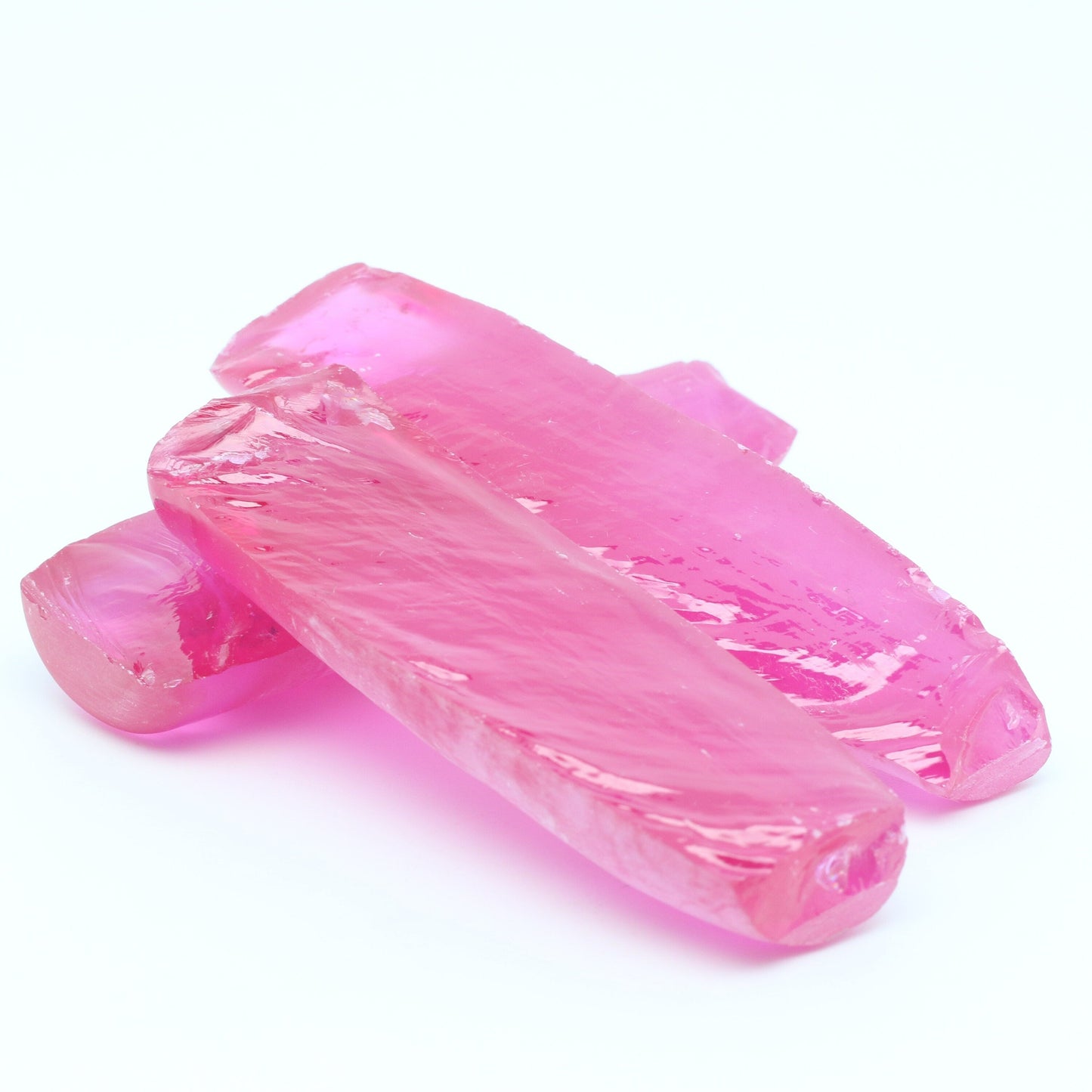 Vivid Pink #3 Lab Created Corundum Sapphire Faceting Rough for Gem Cutting - Various Sizes - Split Boule #BEGIN