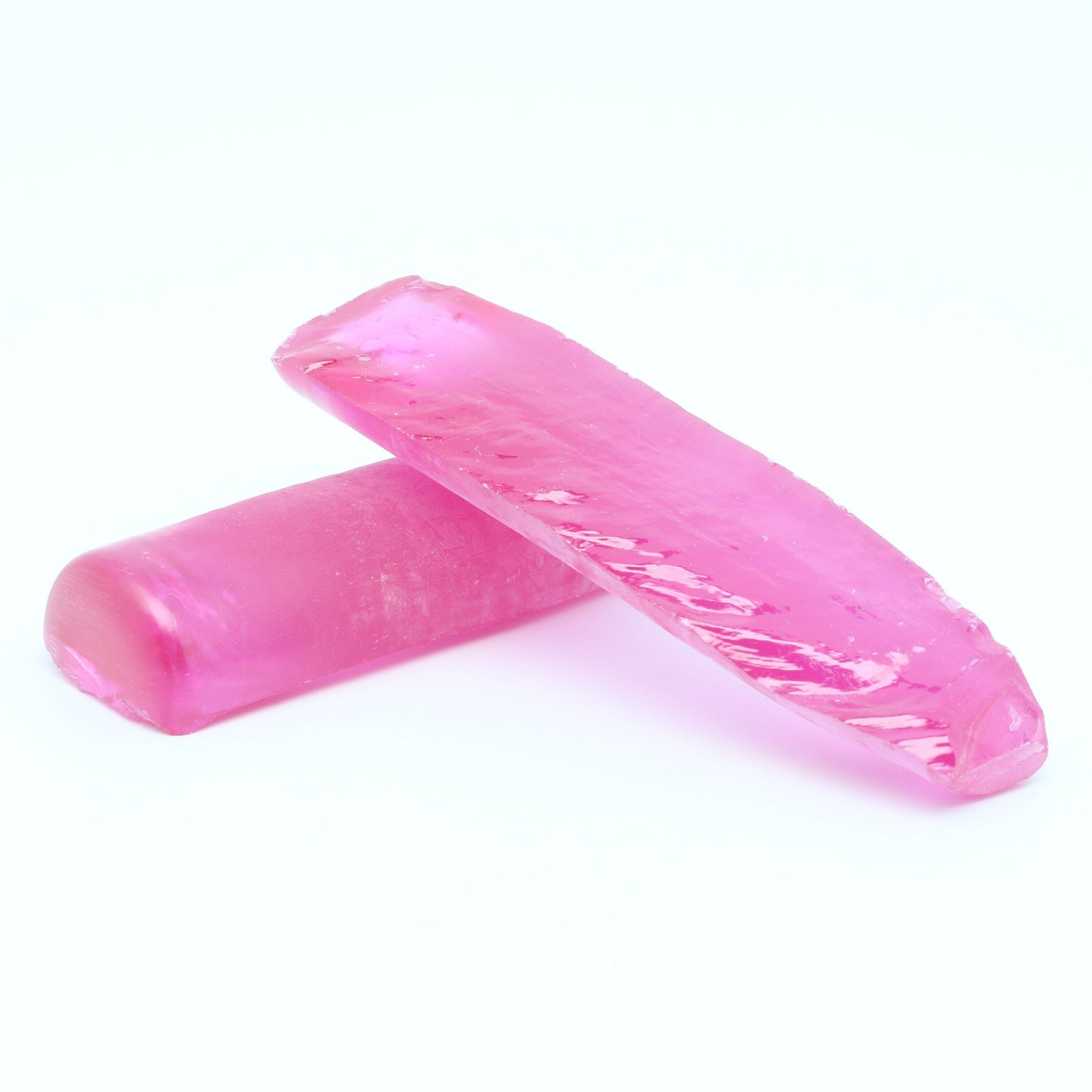 Vivid Pink #3 Lab Created Corundum Sapphire Faceting Rough for Gem Cutting - Various Sizes - Split Boule #BEGIN