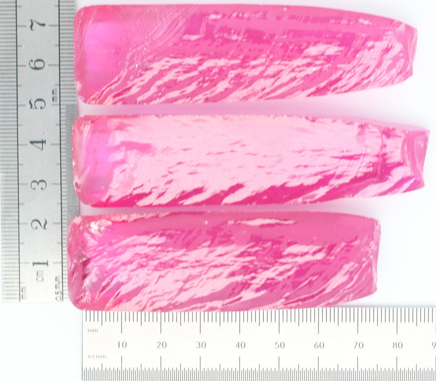 Vivid Pink #3 Lab Created Corundum Sapphire Faceting Rough for Gem Cutting - Various Sizes - Split Boule #BEGIN
