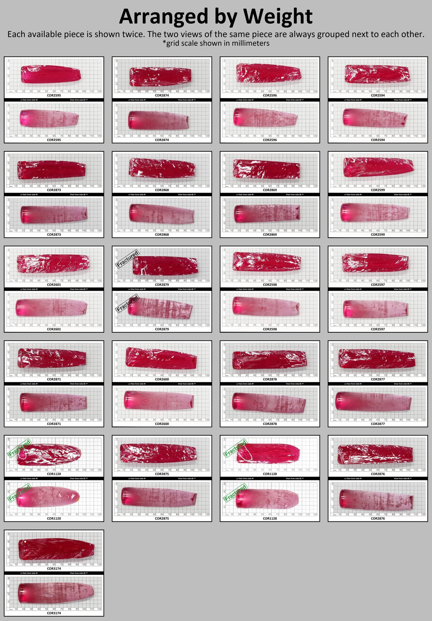 Vivid Pink #3 Lab Created Corundum Sapphire Faceting Rough for Gem Cutting - Various Sizes - Split Boule #BEGIN