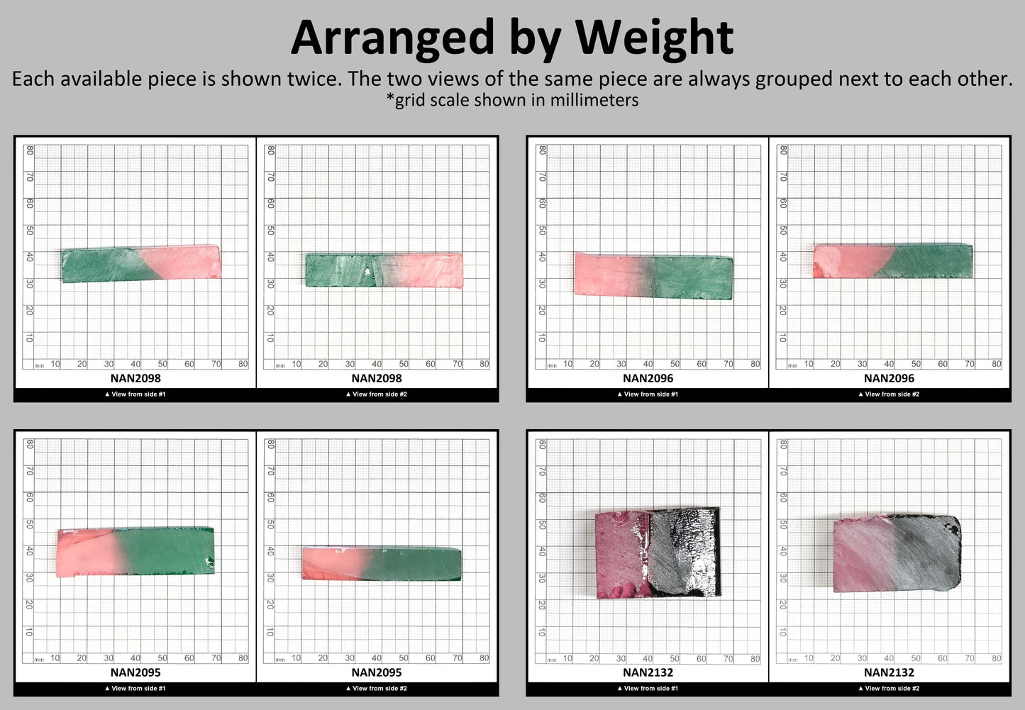 Nanosital Simulated Watermelon Lab Created Faceting Rough for Gem Cutting - Bi-Color Pink-Green - Various Sizes #BEGIN
