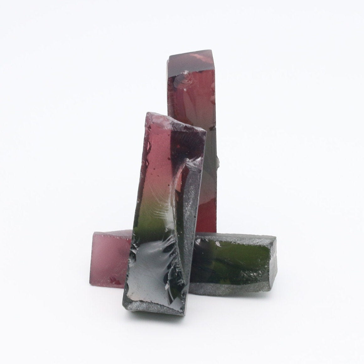 Nanosital Simulated Watermelon Tourmaline (New Style)  Lab Created Faceting Rough for Gem Cutting -Various Sizes #BEGIN