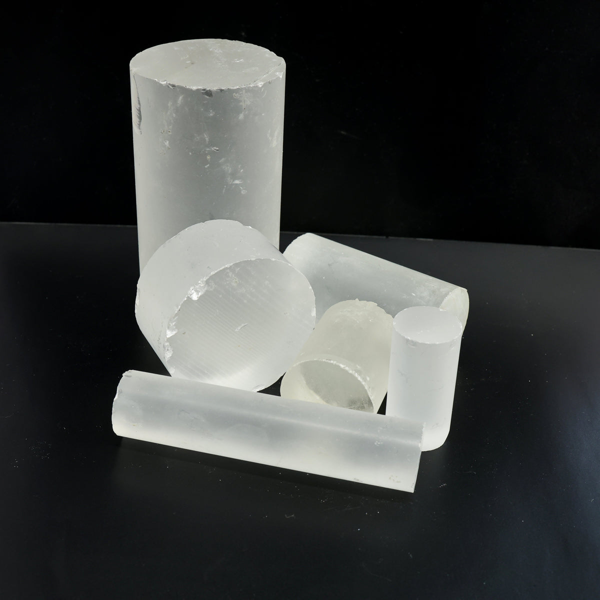 White Cylinders Lab Created Corundum Sapphire - Faceting Rough : #BEGIN