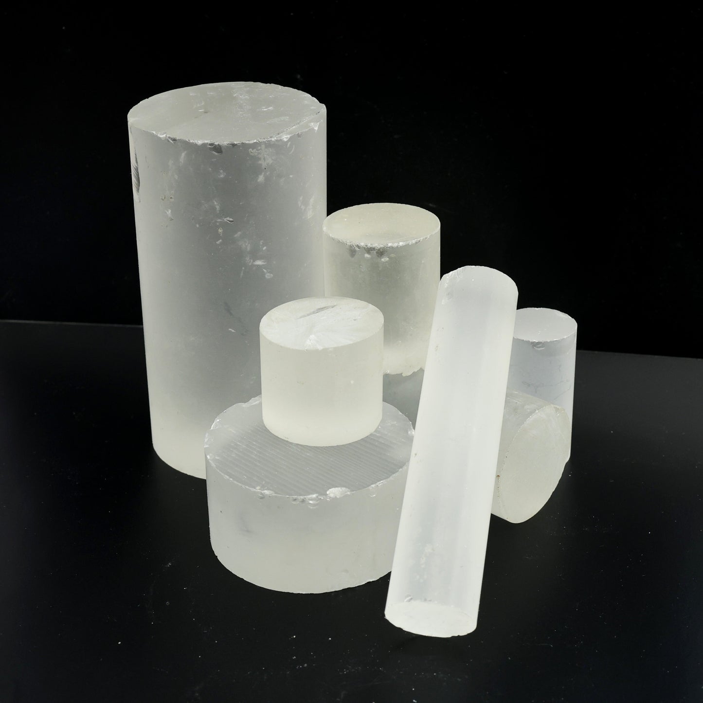 White Cylinders Lab Created Corundum Sapphire - Faceting Rough : #BEGIN