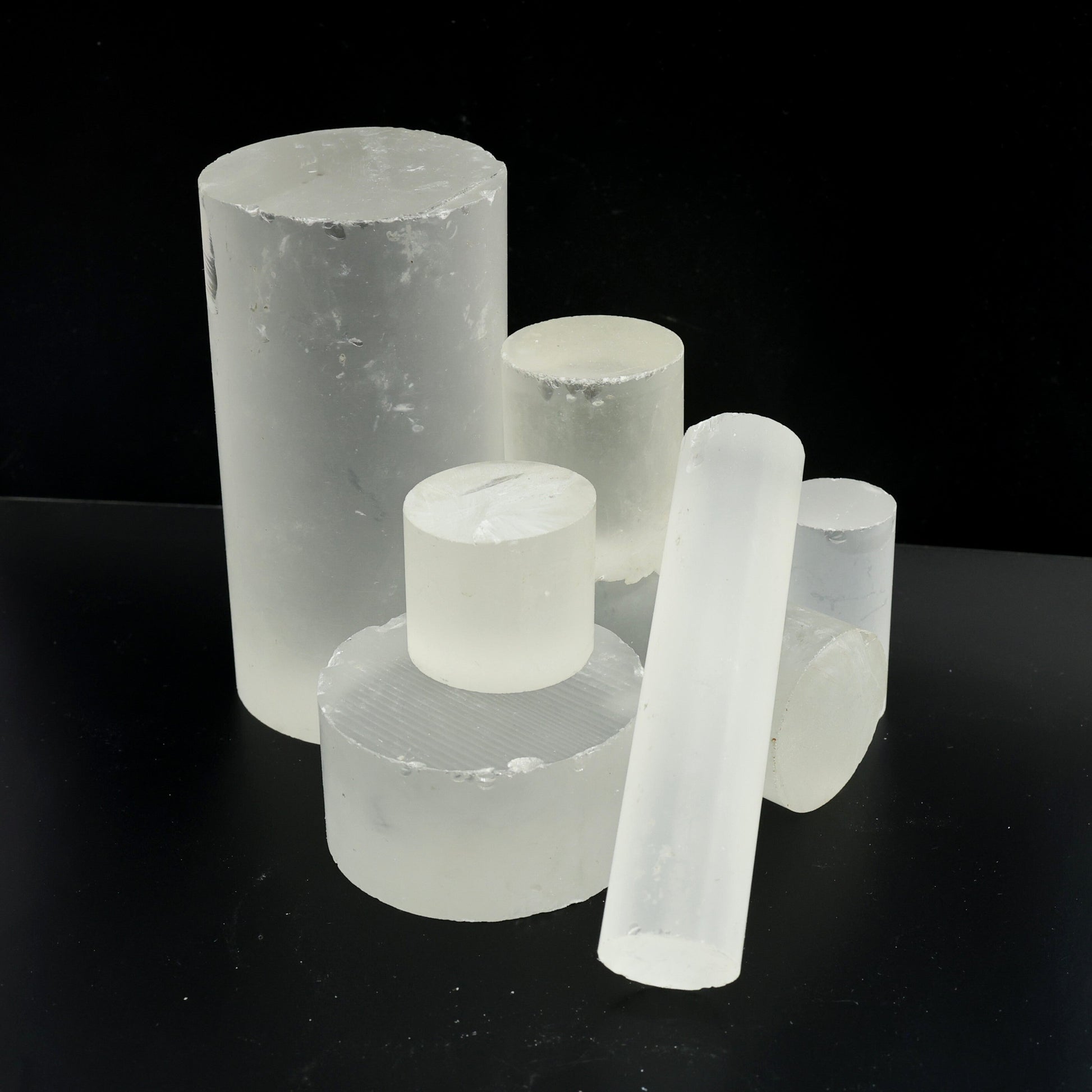 White Cylinders Lab Created Corundum Sapphire - Faceting Rough : #BEGIN
