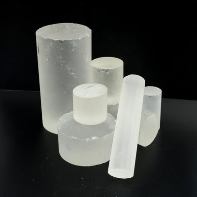 White Cylinders Lab Created Corundum Sapphire - Faceting Rough : #BEGIN
