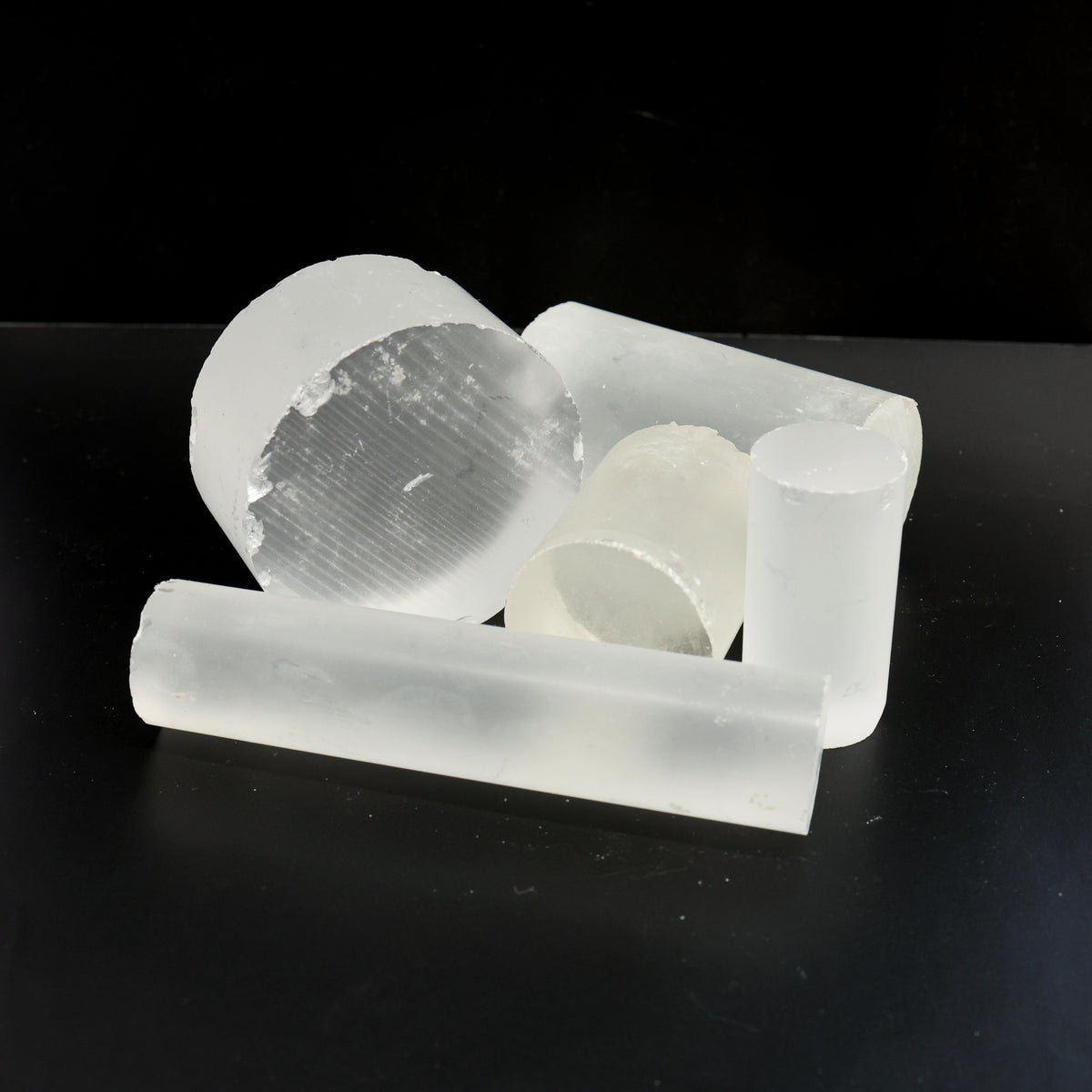 White Cylinders Lab Created Corundum Sapphire - Faceting Rough : #BEGIN
