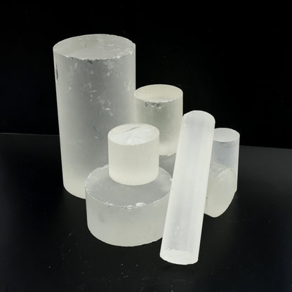 White Cylinders Lab Created Corundum Sapphire - Faceting Rough #BEGIN