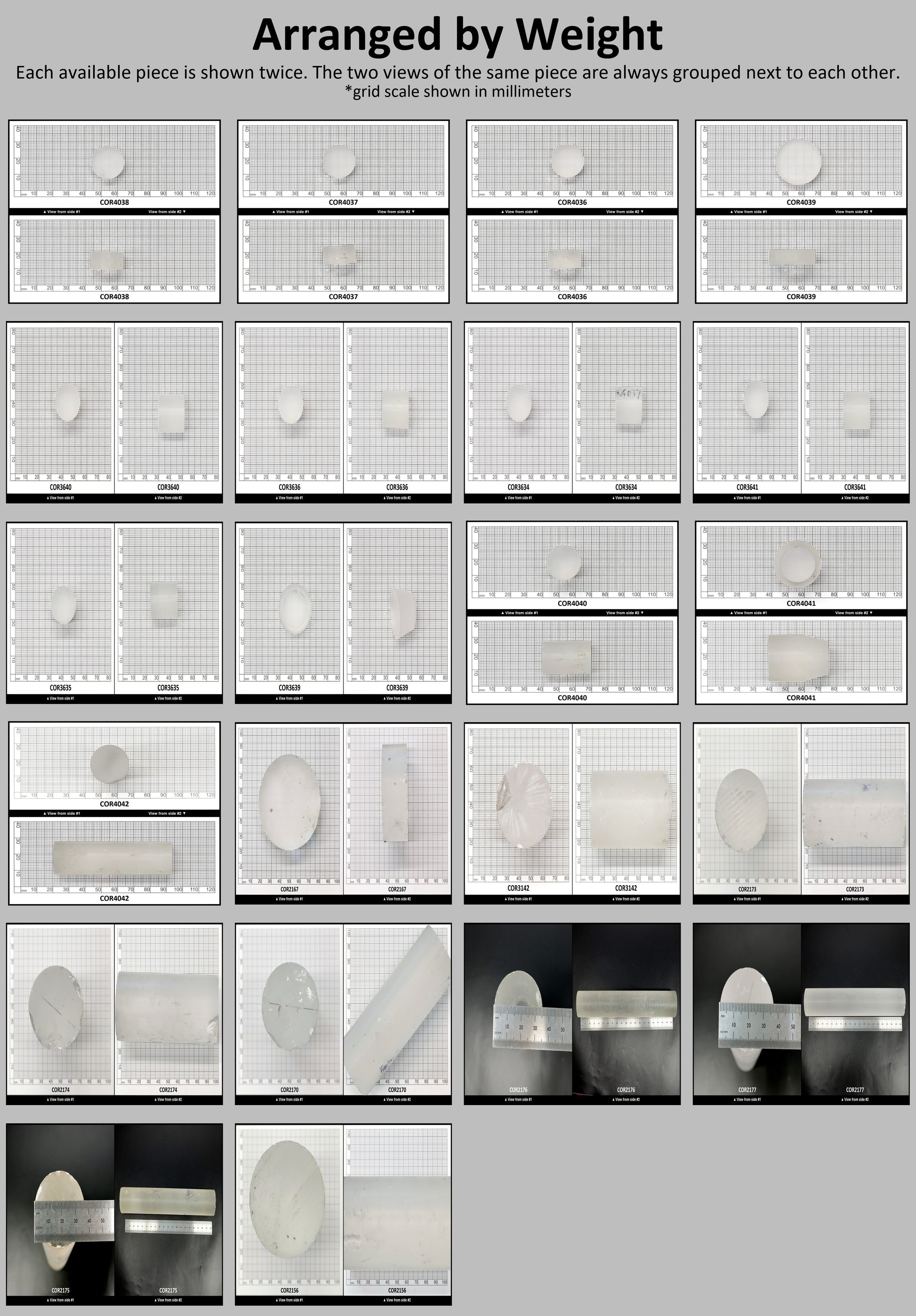White Cylinders Lab Created Corundum Sapphire - Faceting Rough : #BEGIN