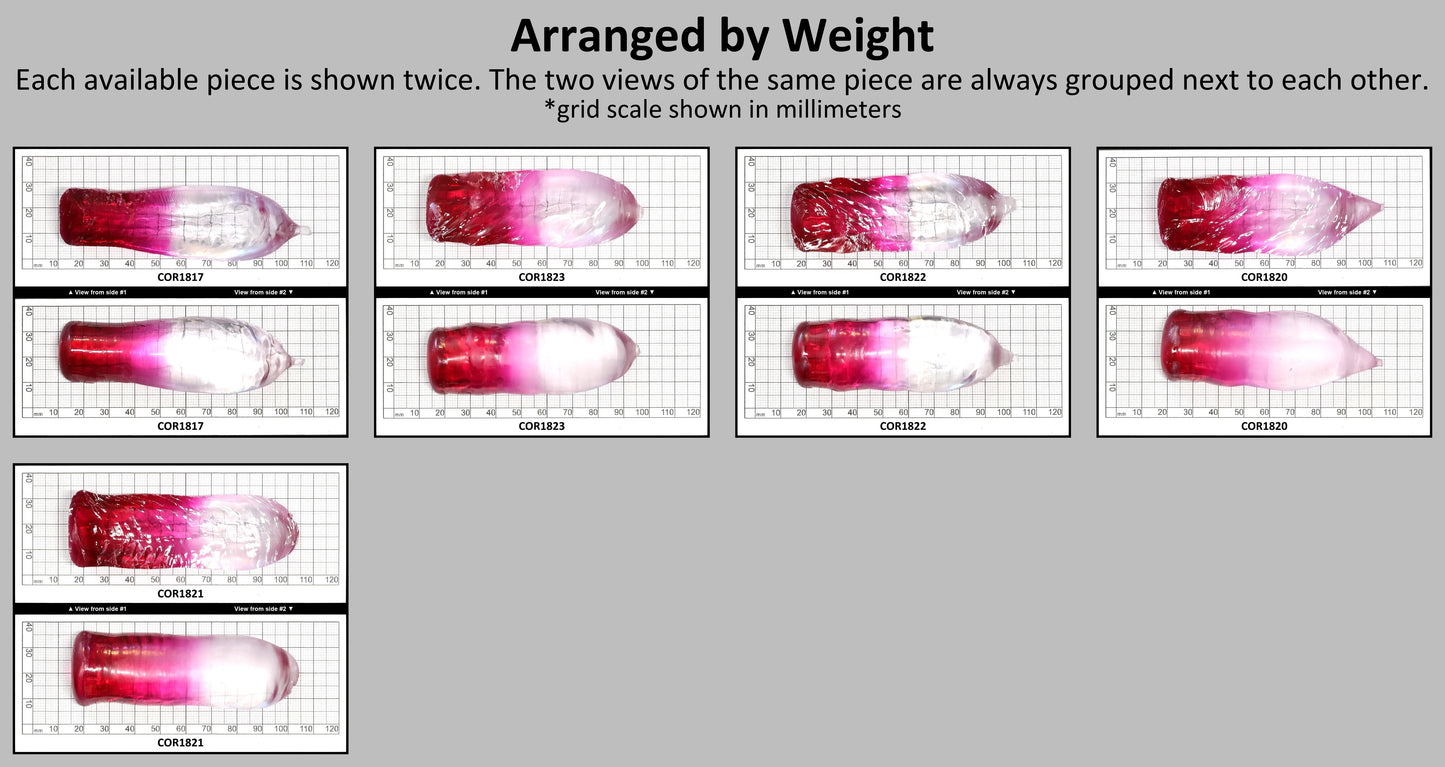 White/Pink Bi-Color Lab Created Corundum Sapphire Faceting Rough for Gem Cutting - Various Sizes  #BEGIN