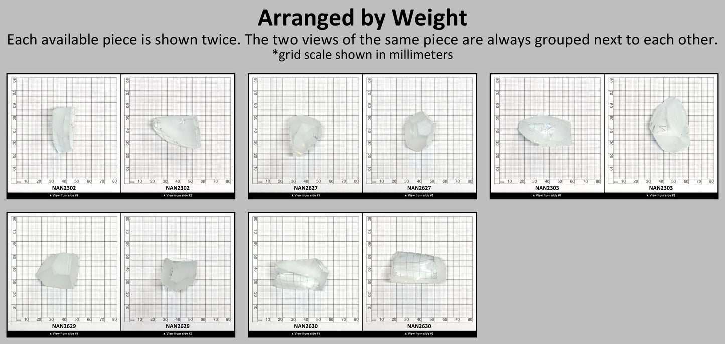 Nanosital Simulated White Topaz Lab Created Faceting Rough for Gem Cutting - #A-1345 - Various Sizes #BEGIN