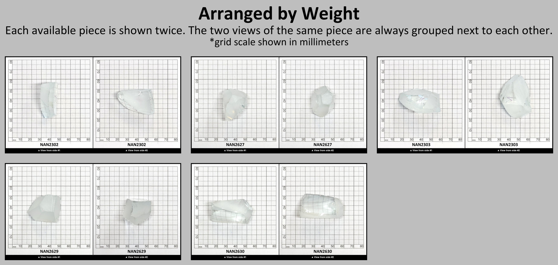 Nanosital Simulated White Topaz Lab Created Faceting Rough for Gem Cutting - #A-1345 - Various Sizes #BEGIN
