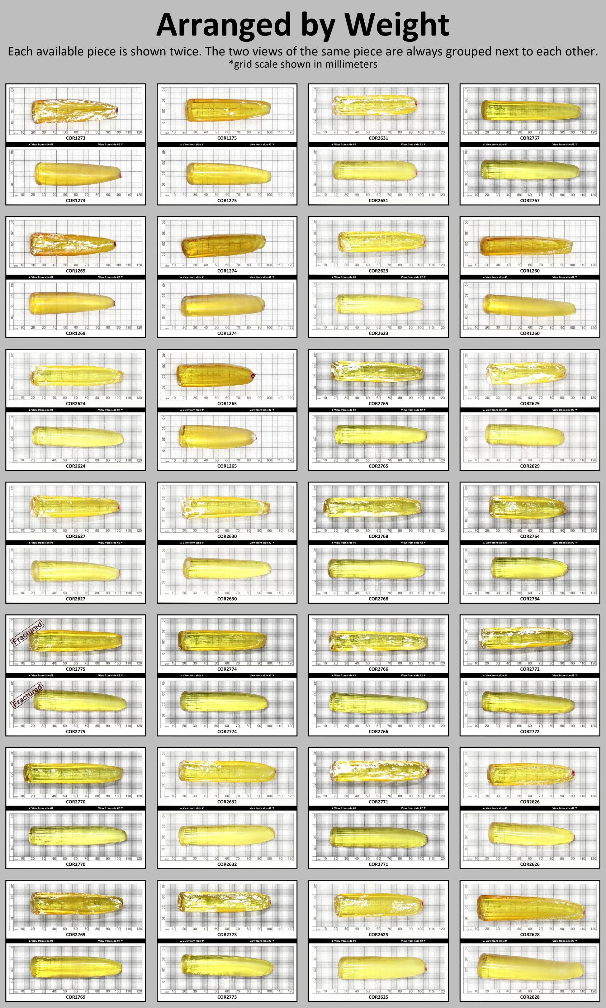 Yellow Topaz #20 Lab Created Corundum Sapphire Faceting Rough for Gem Cutting - Various Sizes - Split Boule #BEGIN