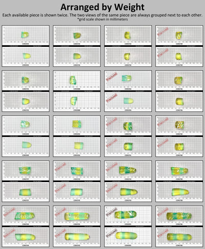 Yellow/Green Bi-Color Lab Created Corundum Sapphire Faceting Rough for Gem Cutting - Various Sizes - Split Boule : #BEGIN