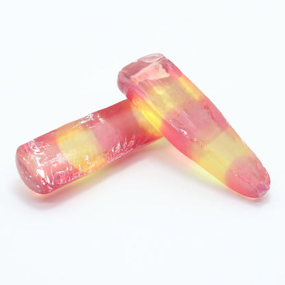 Yellow/Padparadscha Orange Bi-Color Lab Created Corundum Sapphire Faceting Rough Gem Cutting - Various Sizes - Split Boule #BEGIN
