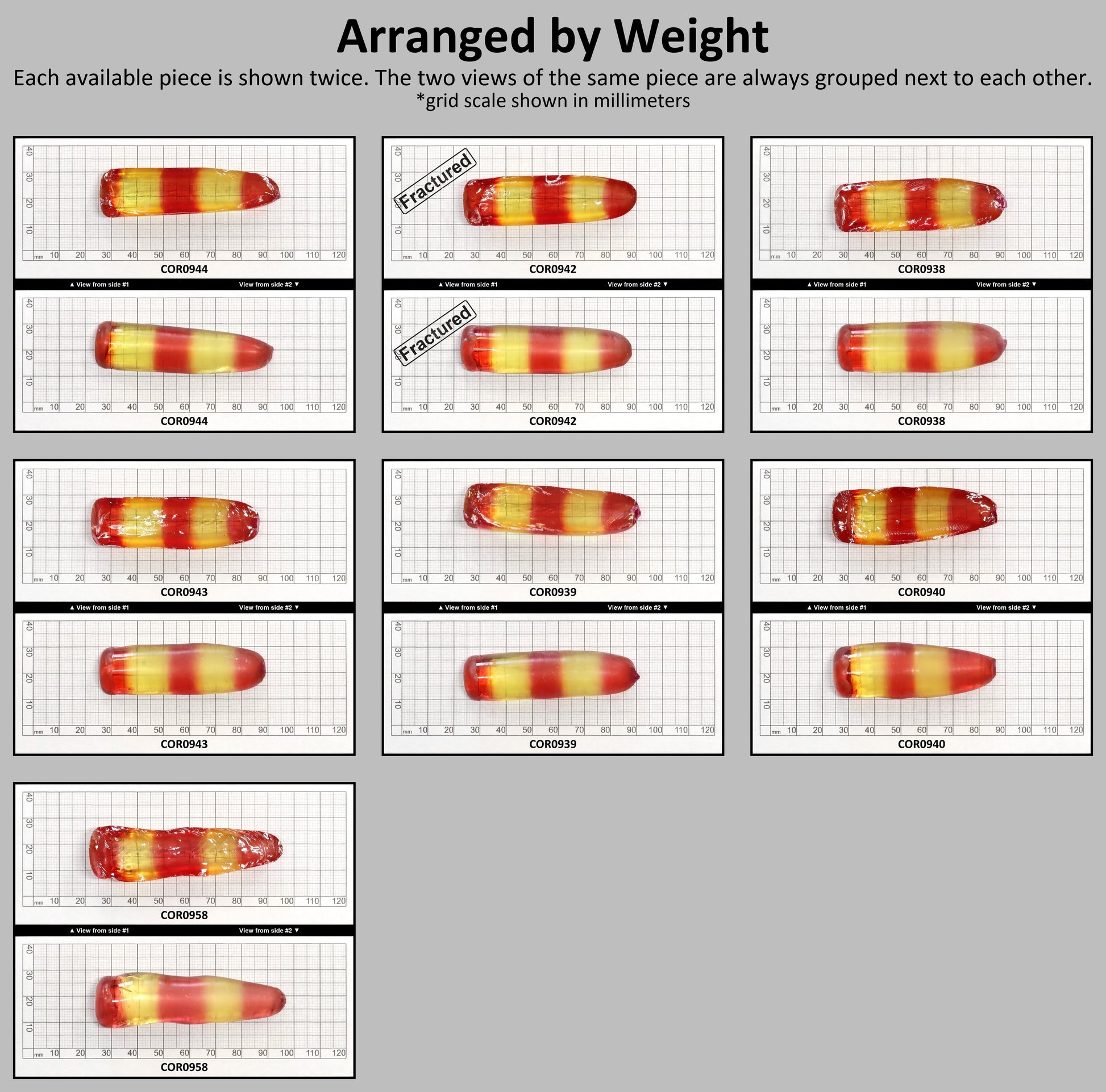 Yellow/Padparadscha Orange Bi-Color Lab Created Corundum Sapphire Faceting Rough Gem Cutting - Various Sizes - Split Boule #BEGIN