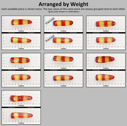 Yellow/Padparadscha Orange Bi-Color Lab Created Corundum Sapphire Faceting Rough Gem Cutting - Various Sizes - Split Boule #BEGIN