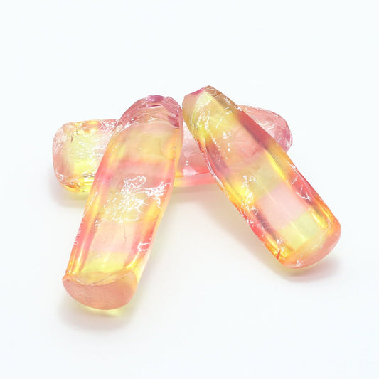 Yellow/Peach Bi-Color Lab Created Corundum Sapphire Faceting Rough for Gem Cutting - Various Sizes - Split Boule #BEGIN