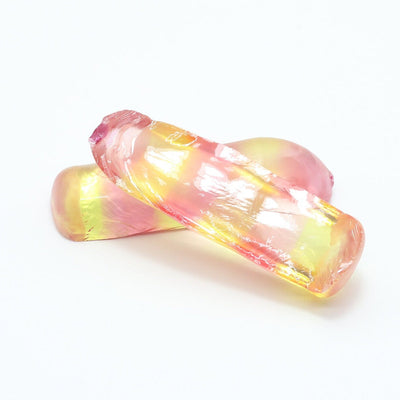 Yellow/Peach Bi-Color Lab Created Corundum Sapphire Faceting Rough for Gem Cutting - Various Sizes - Split Boule #BEGIN