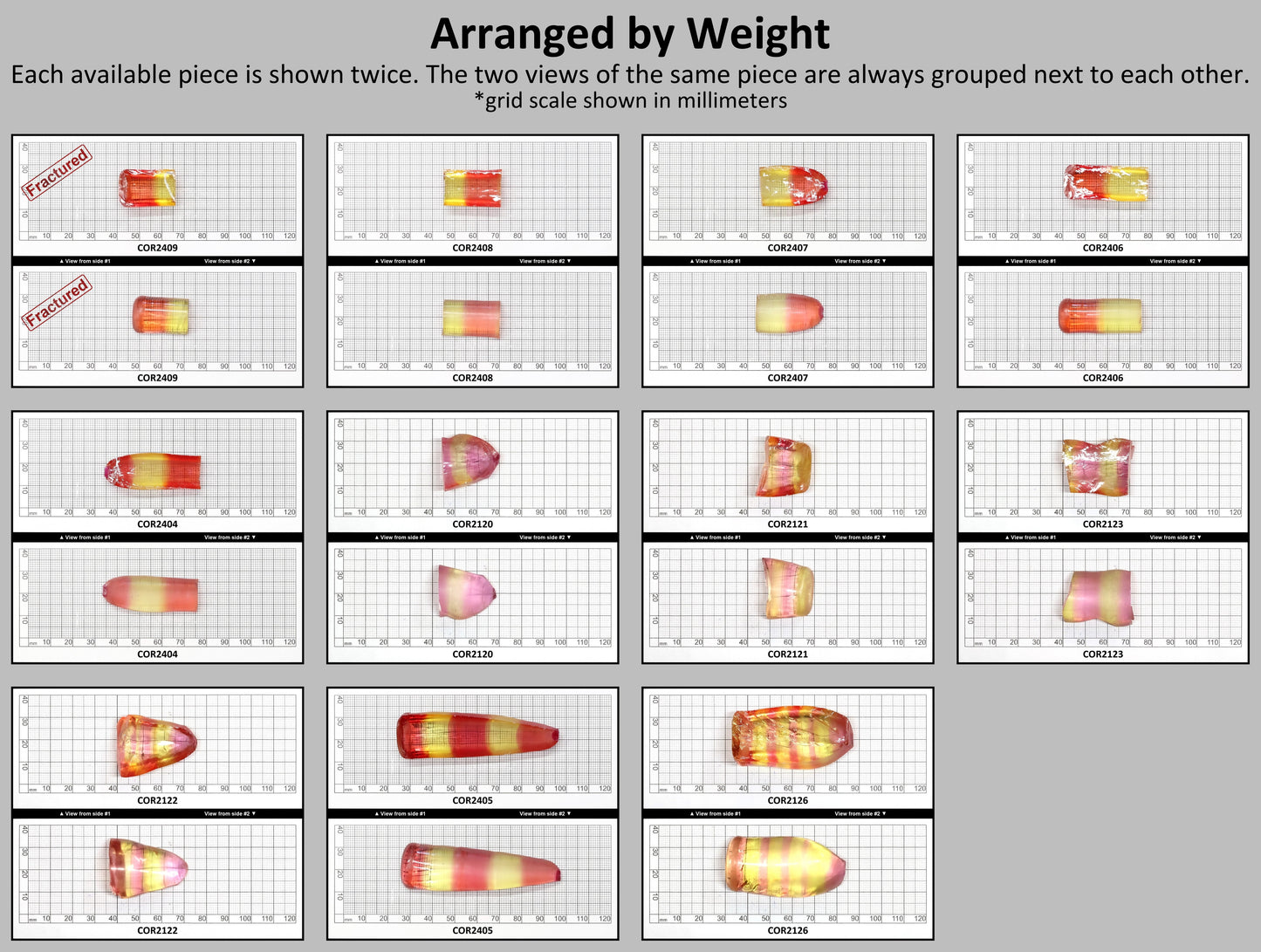 Yellow/Peach Bi-Color Lab Created Corundum Sapphire Faceting Rough for Gem Cutting - Various Sizes - Split Boule #BEGIN