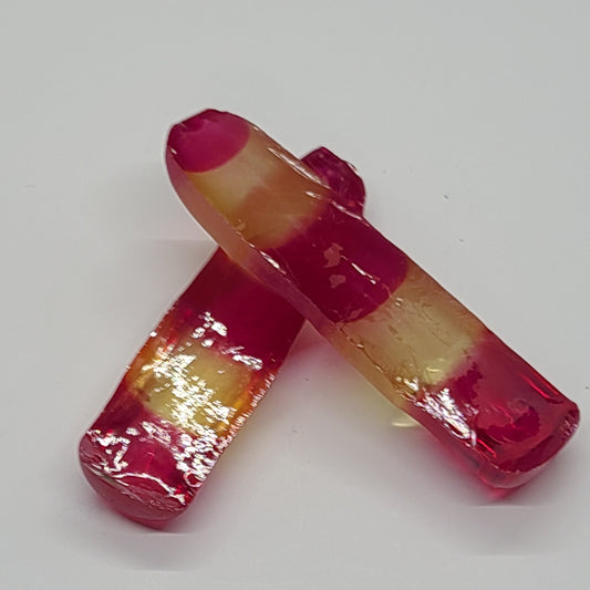 Yellow/Pink Bi-Color Lab Created Corundum Sapphire Faceting Rough for Gem Cutting - Various Sizes - Split Boule #BEGIN