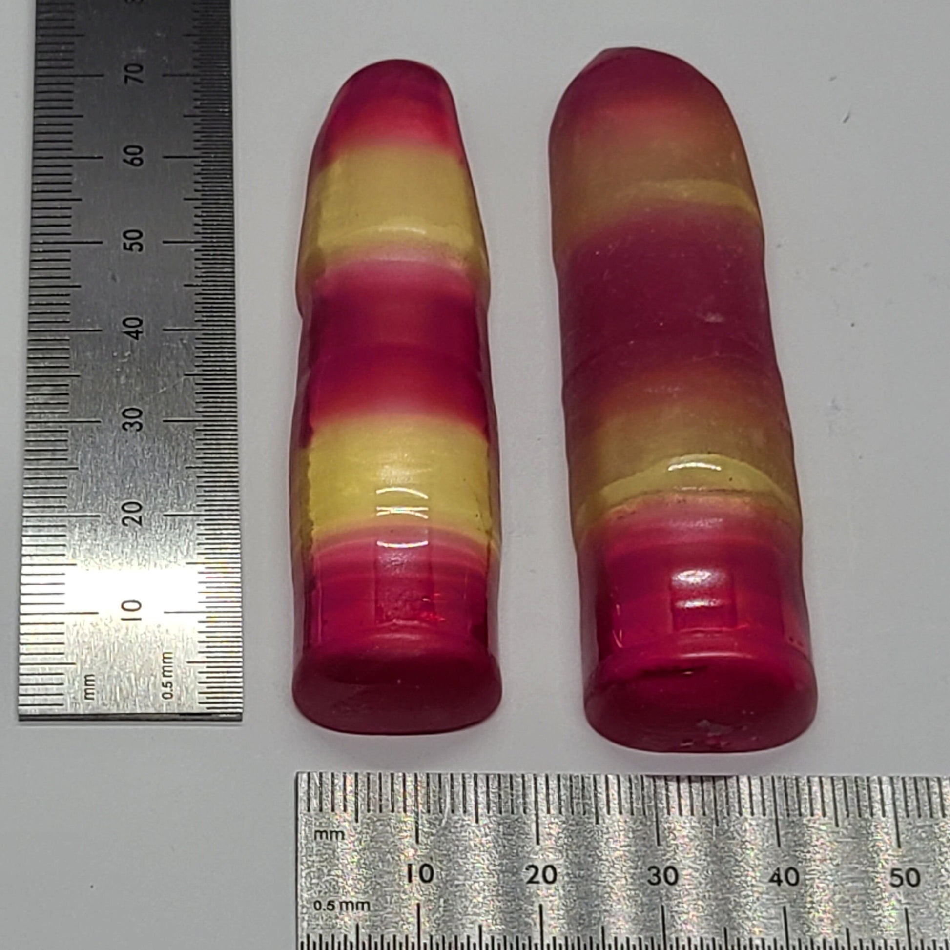 Yellow/Pink Bi-Color Lab Created Corundum Sapphire Faceting Rough for Gem Cutting - Various Sizes - Split Boule #BEGIN