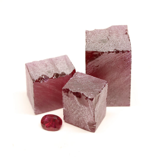 Nanosital Simulated Light Ruby (Included)  Lab Created Faceting Rough for Gem Cutting - #Z-249 - Various Sizes : #BEGIN